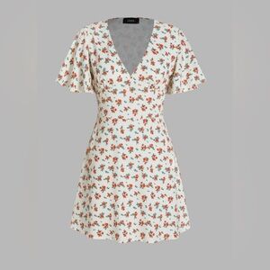 Cider Dress in Cream with Red Floral Pattern